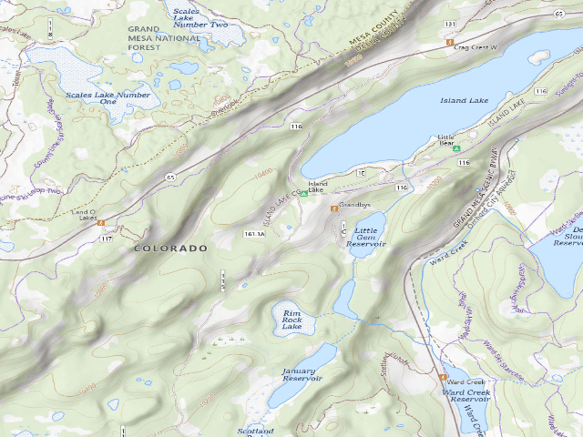 USGS topographic map of Island Lake Campground