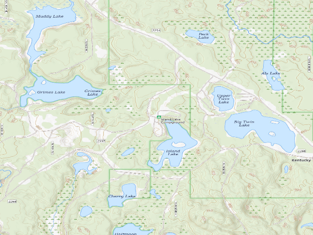 USGS topographic map of Island Lake Campground