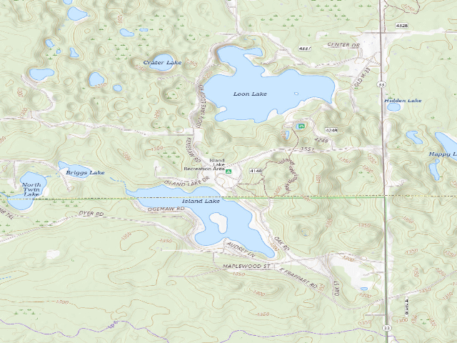 USGS topographic map of Island Lake Recreation Area