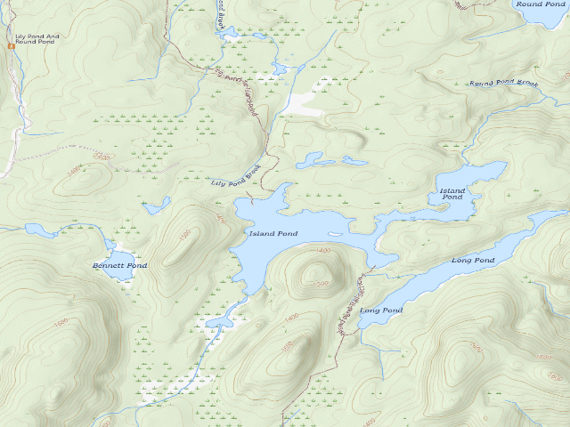 USGS topographic map of Island Pond Campsite (Lake George Wild Forest)