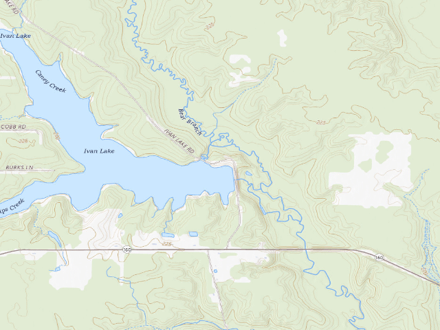 USGS topographic map of Ivan Lake Primitive Campsite
