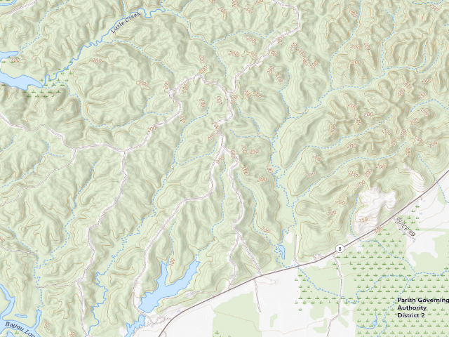 USGS topographic map of J.C. "Sonny" Gilbert WMA primitive camping area 2