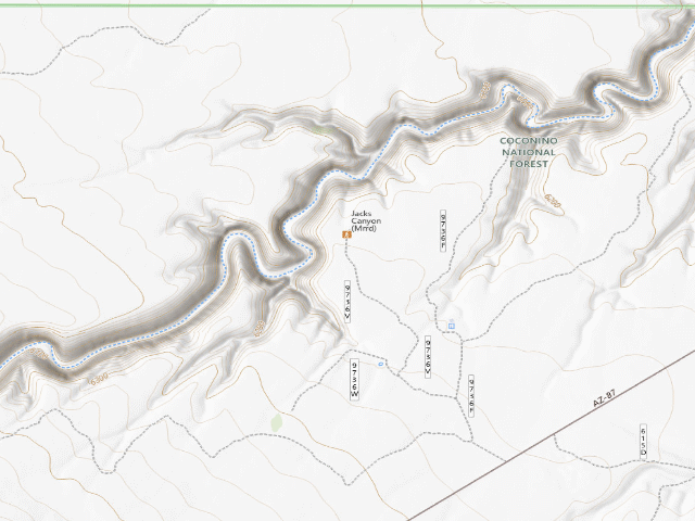 USGS topographic map of Jack's Canyon Camping and Climbing Area