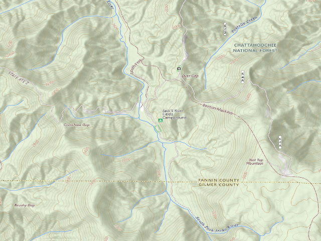 USGS topographic map of Jack'S River Fields Campground