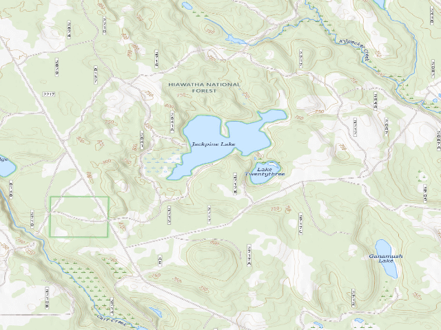USGS topographic map of Jackpine Lake Camping Area