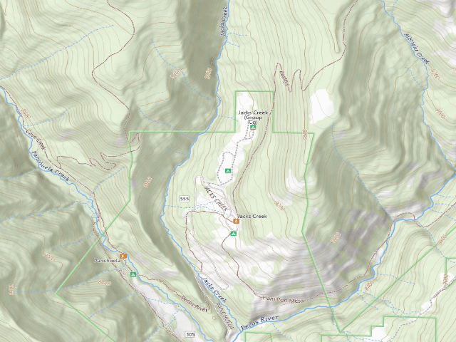 USGS topographic map of Jacks Creek Campground