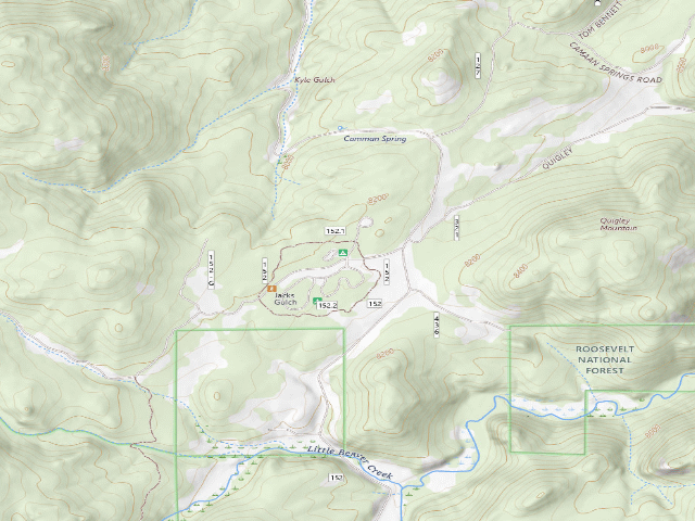 USGS topographic map of Jacks Gulch Campground