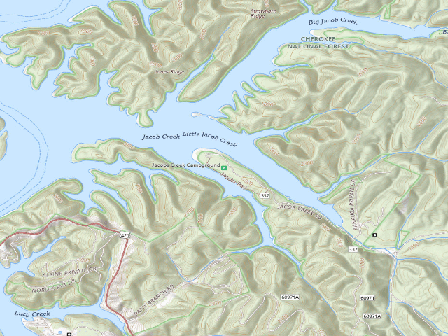 USGS topographic map of Jacobs Creek Campground
