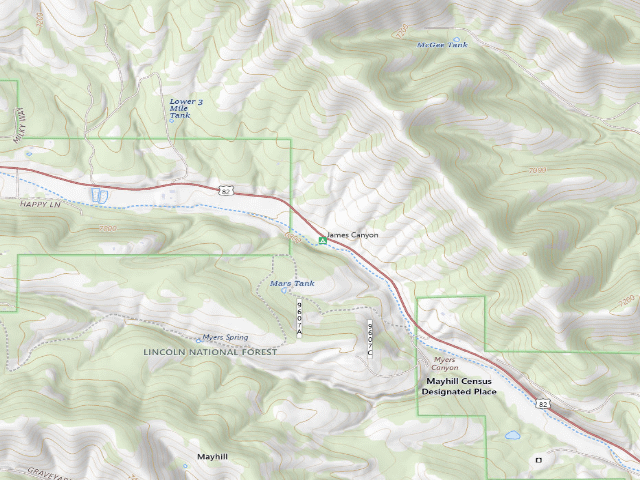 USGS topographic map of James Canyon Campground