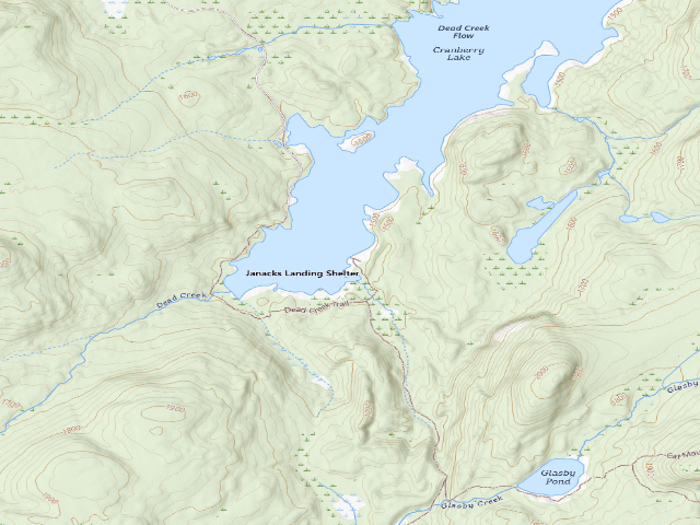 USGS topographic map of Janacks Landing Primitive Campsite (Five Ponds Wilderness)
