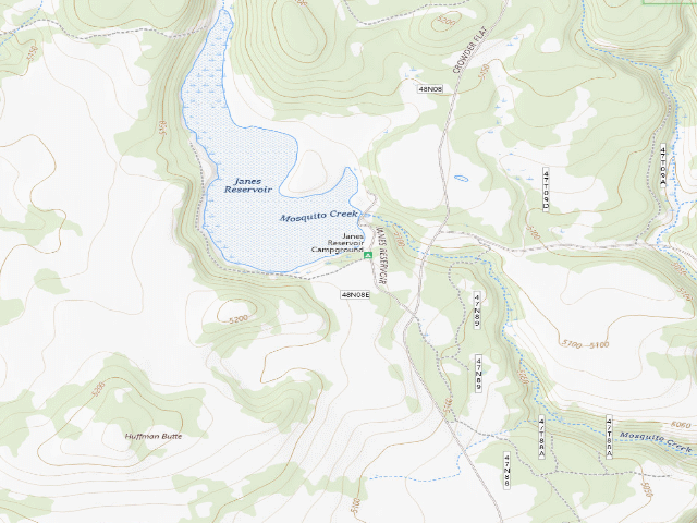 USGS topographic map of Jane's Reservoir Campground