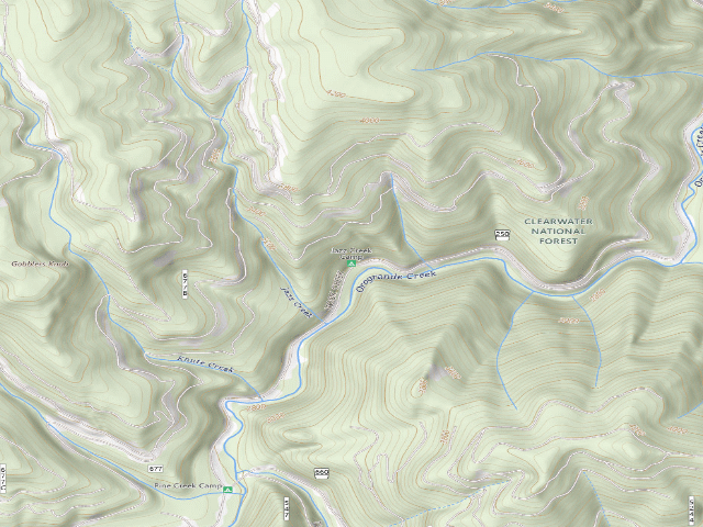 USGS topographic map of Jazz Creek Camp