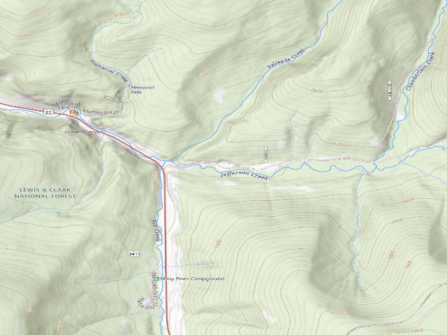 USGS topographic map of Jefferson Creek-001A
