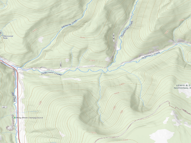 USGS topographic map of Jefferson Creek-005A