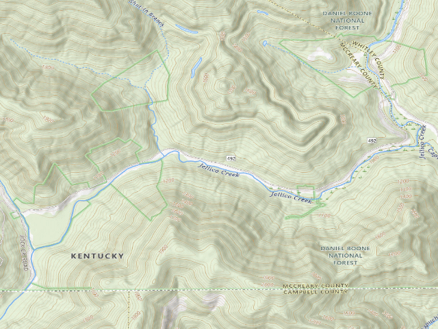 USGS topographic map of Jellico#1 Dispersed Camping