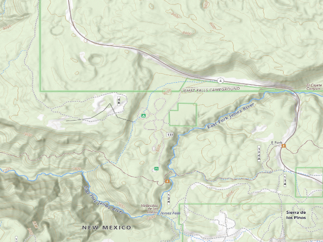 USGS topographic map of Jemez Falls Campground