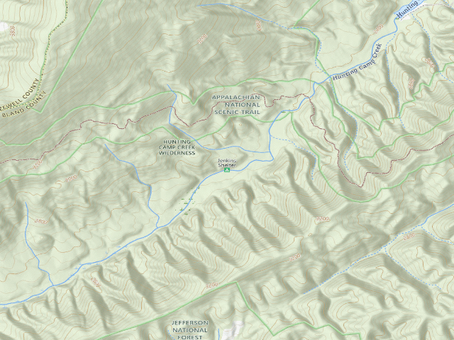 USGS topographic map of Jenkins A.T. Shelter