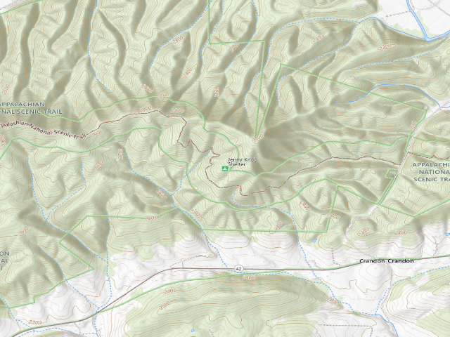 USGS topographic map of Jenny Knob A.T. Shelter