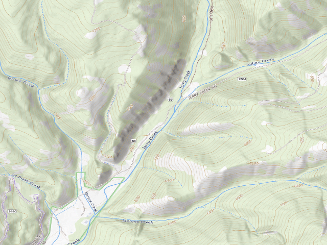 USGS topographic map of Jerry Creek Dispersed Site