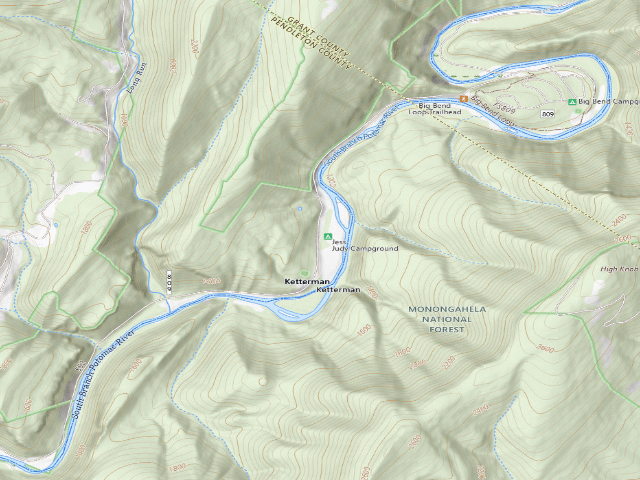 USGS topographic map of Jess Judy Campground