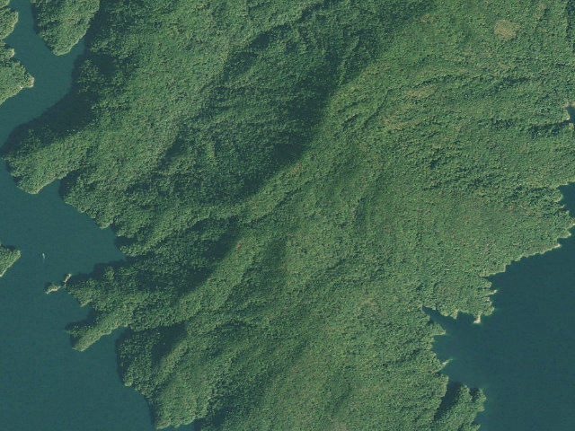 Aerial image of Jocassee Gorges primitive campsite