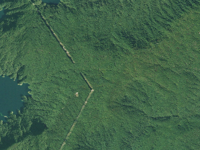 Aerial image of Jocassee Gorges primitive campsite