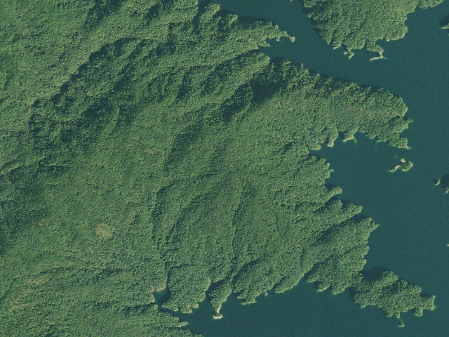 Aerial image of Jocassee Gorges primitive campsite