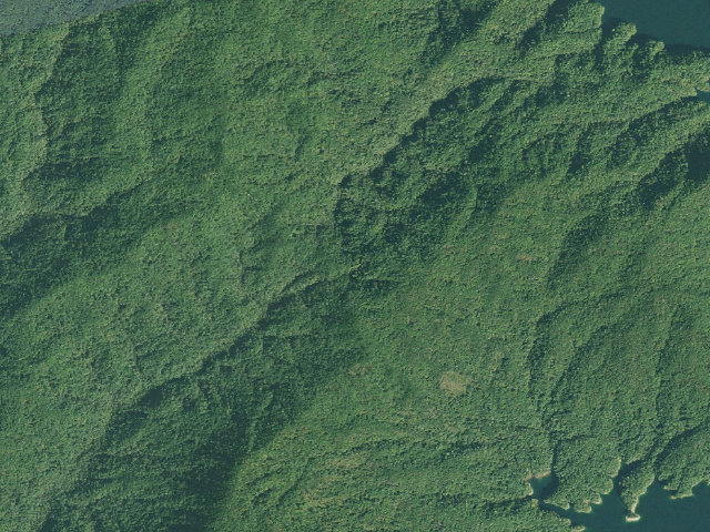 Aerial image of Jocassee Gorges primitive campsite