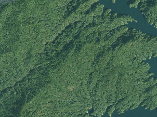 Aerial image of Jocassee Gorges primitive campsite