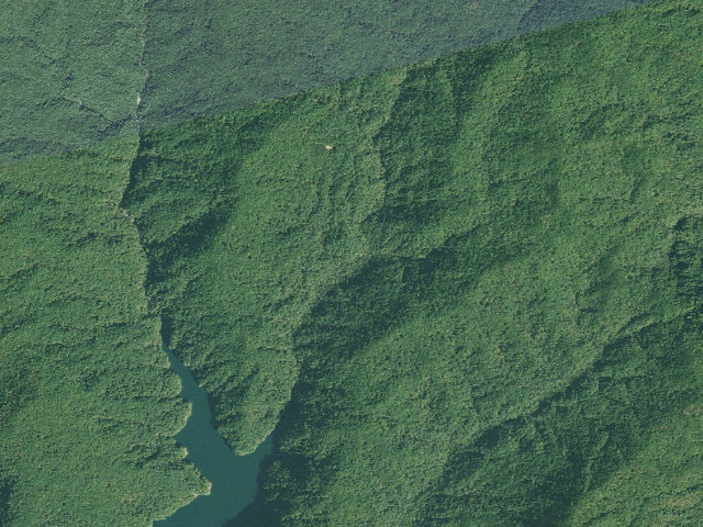Aerial image of Jocassee Gorges primitive campsite
