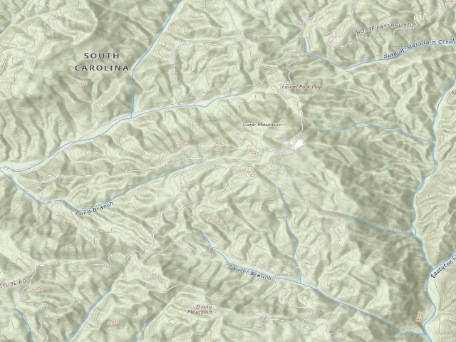 USGS topographic map of Jocassee Gorges primitive campsite