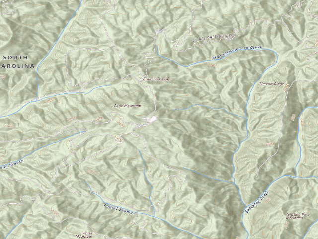 USGS topographic map of Jocassee Gorges primitive campsite