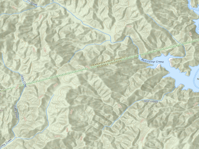 USGS topographic map of Jocassee Gorges primitive campsite