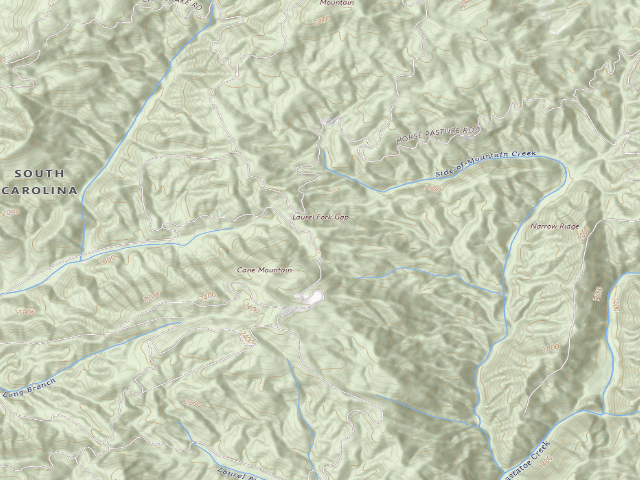 USGS topographic map of Jocassee Gorges primitive campsite