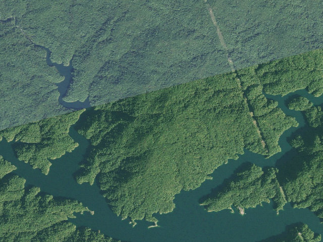 Aerial image of Jocassee Gorges primitive campsite