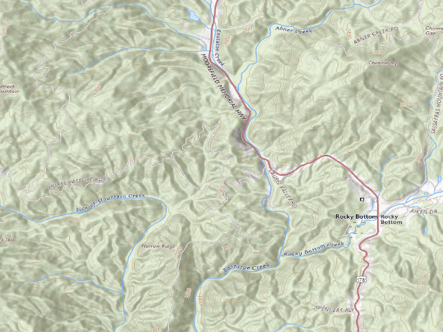 USGS topographic map of Jocassee Gorges primitive campsite