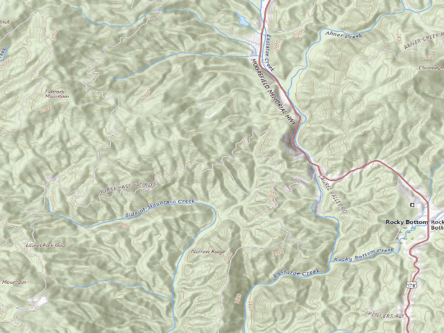 USGS topographic map of Jocassee Gorges primitive campsite