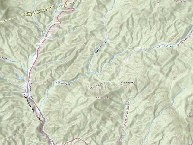 USGS topographic map of Jocassee Gorges primitive campsite
