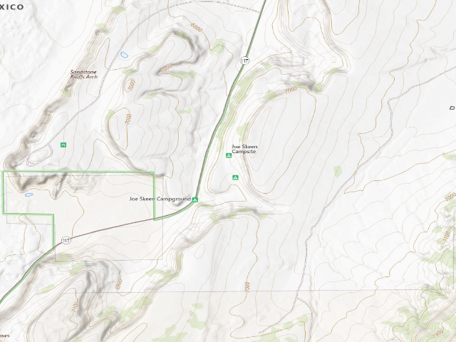 USGS topographic map of Joe Skeen Malpais Campground