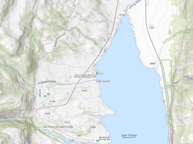 USGS topographic map of Joes Valley Pavilion Group Campground