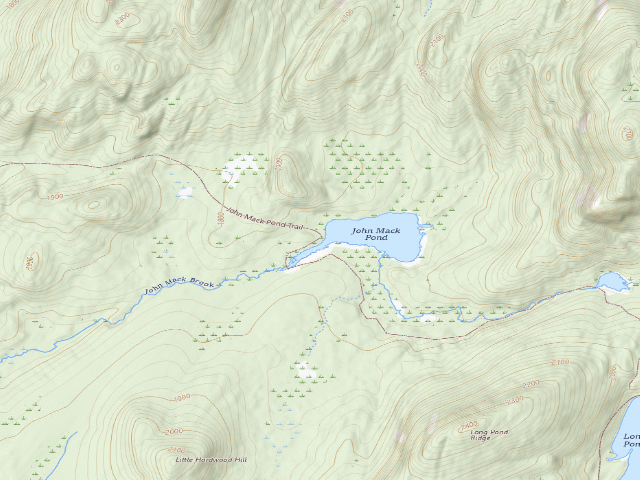 USGS topographic map of John Mack Pond Campsite (Siamese Ponds Wilderness)