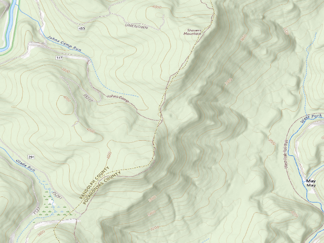 USGS topographic map of Johns Camp Shelter
