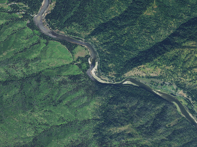 Aerial image of Johnson Bar Campground