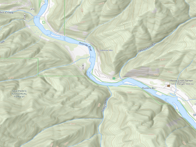 USGS topographic map of Johnson Bar Campground