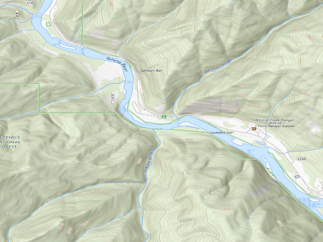 USGS topographic map of Johnson Bar Group Camp