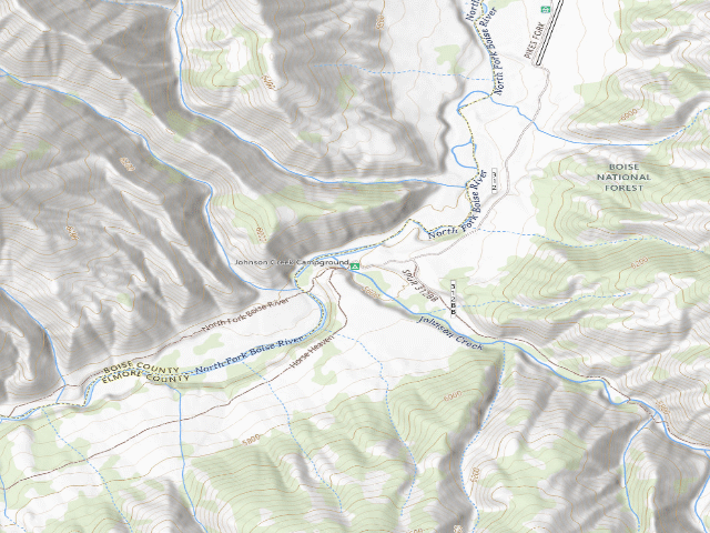 USGS topographic map of Johnson Creek Campground