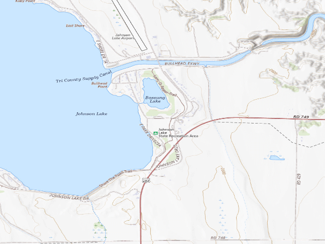 USGS topographic map of Johnson Lake SRA