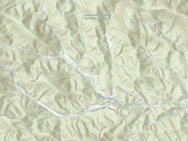USGS topographic map of Jones Creek Dispersed Area