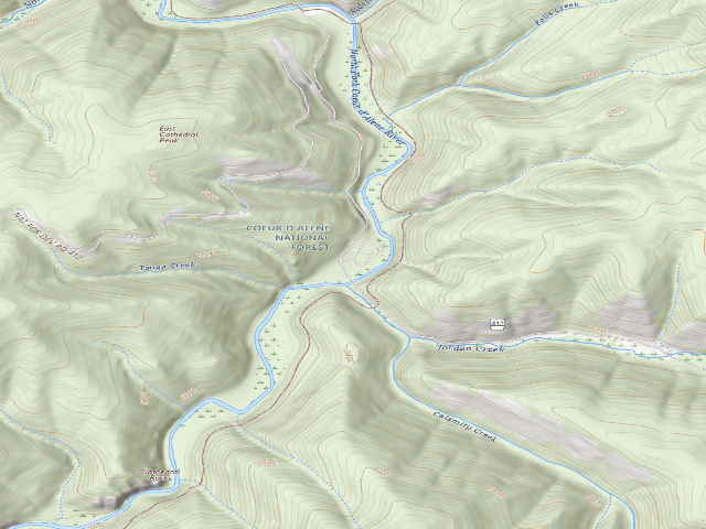 USGS topographic map of Jordan Camp 1A