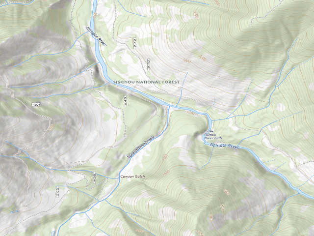 USGS topographic map of Josephine Creek Camp